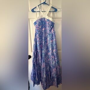 Lilly Pulitzer Blue and Pink Maxi Skirt